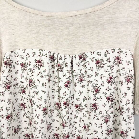 AUGUST MIST | Stitch Fix Beige Floral Back High Low Top Women’s Size Medium - Picture 6 of 8